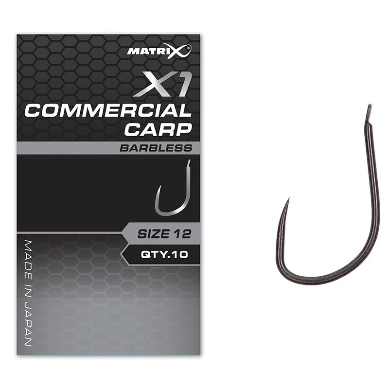 Matrix X1 Commercial Carp Barbless Spade End Hooks